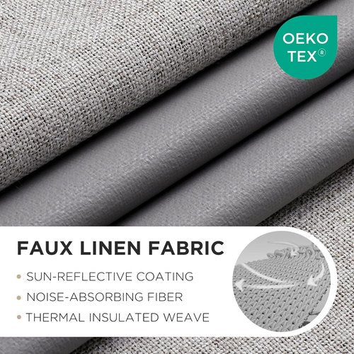 Joydeco Blackout Curtains - 84 Inch Linen Light Blocking Drapes | Thermal Insulated Privacy Panels (Set of 2)