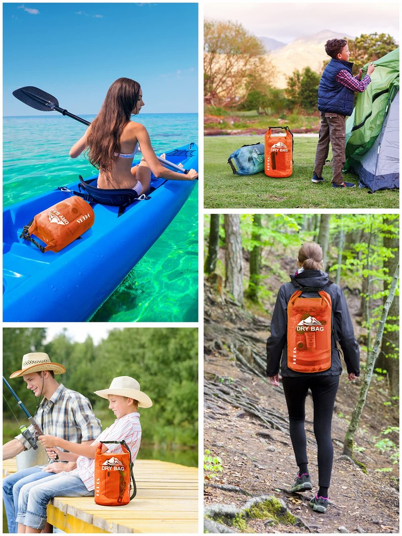HEETA Dry Bag Waterproof for Women Men, Roll Top Lightweight Dry Storage Bag Backpack with Phone Case for Travel Swimming Boating Kayaking Paddle Board Camping Beach Accessories (Orange, 40L)
