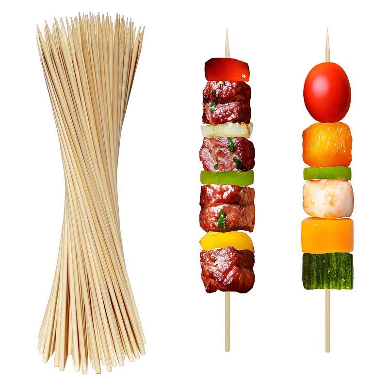 XMZY Bamboo Skewers 8 Inch Wooden Skewers Sticks for Fruit, Kabob, BBQ, Grilling, Yakitori. More Size Choices 10"/12", 100 PCS (8inch X Φ3mm)
