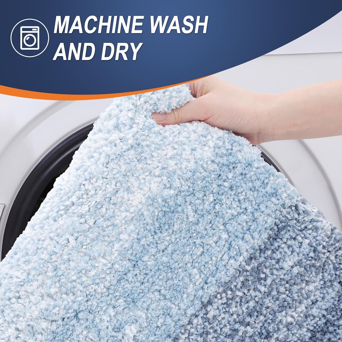 OLANLY Bathroom Rug Set - Soft Absorbent Microfiber Mats | Non-Slip & Machine Washable (30"x20" + 24"x16", Blue)
