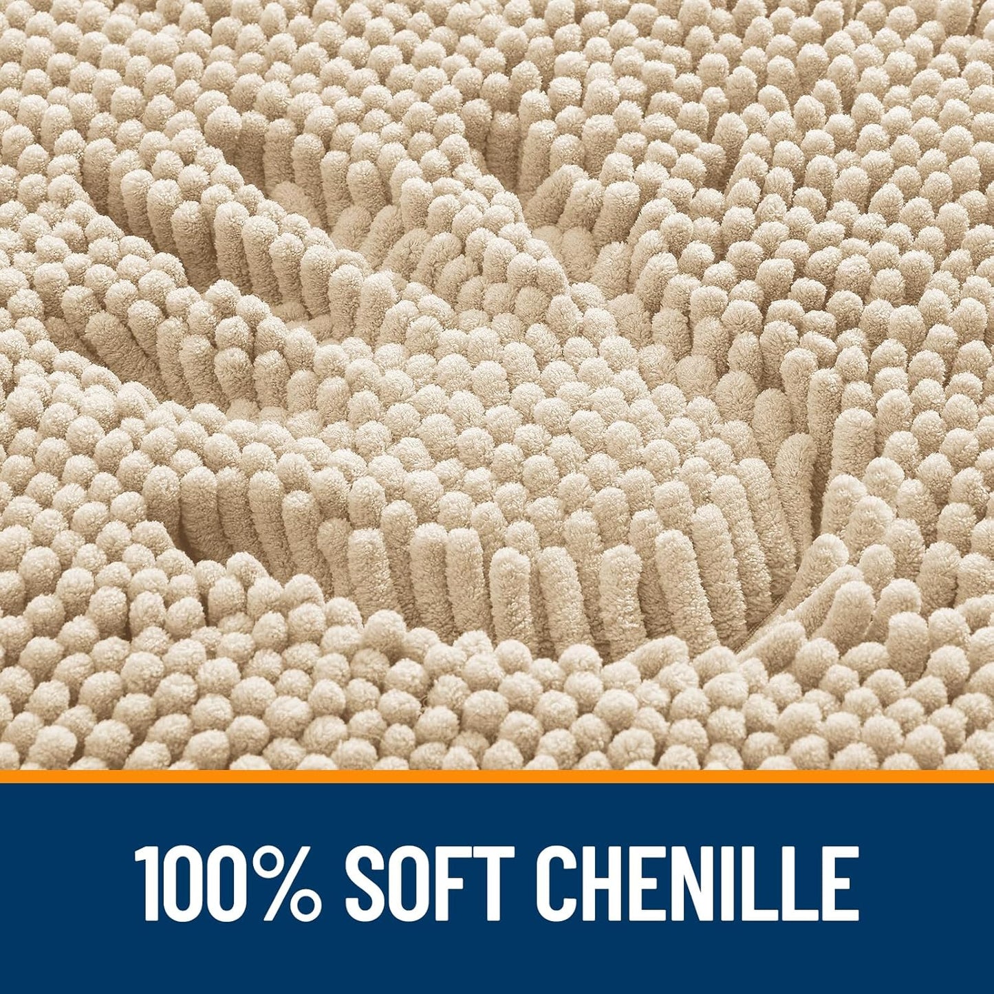 OLANLY Bathroom Runner Rugs - Extra Soft Chenille Bath Mats | Quick Dry, Machine Washable, 47x17, Beige
