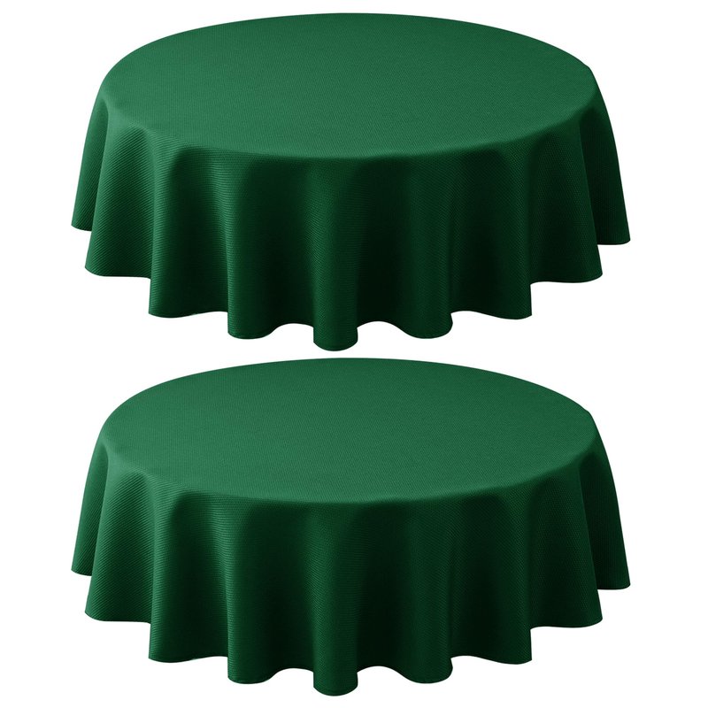 Biscaynebay 2 Pack Textured Fabric Round Tablecloths 70", Hunter Green Water Resistant Tableclothes Small Circle Folding Table Covers Linen for Dining, Kitchen, Wedding, Parties etc Machine Washable