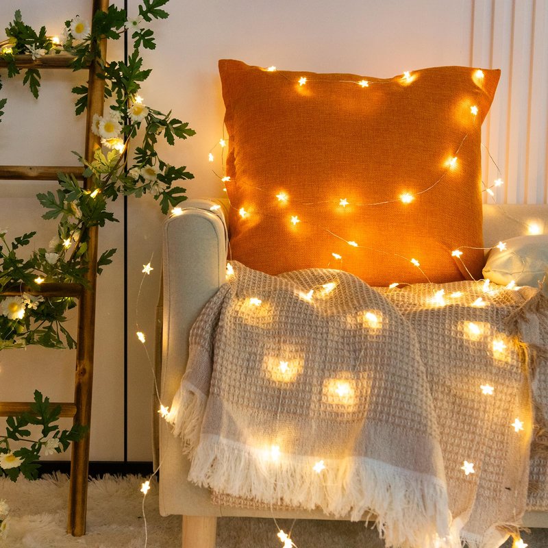 ZELUXDOT Star String Lights Plug in,40FT 120 LEDs Star Fairy Lights,Waterproof Starry Light with 8 Modes Remote for Outdoor Indoor Christmas Wedding Garden Ramadan Decor,Silver Wire,Warm White