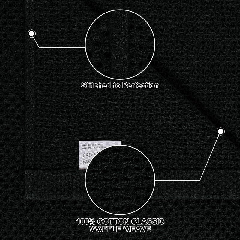 Homaxy 100% Cotton Kitchen Towels and Dishcloths Set, 12 x 12 Inches and 13 x 28 Inches, Set of 8 Bulk Kitchen Towels Set, Ultra Soft Absorbent Dish Cloths for Washing Dishes, Black