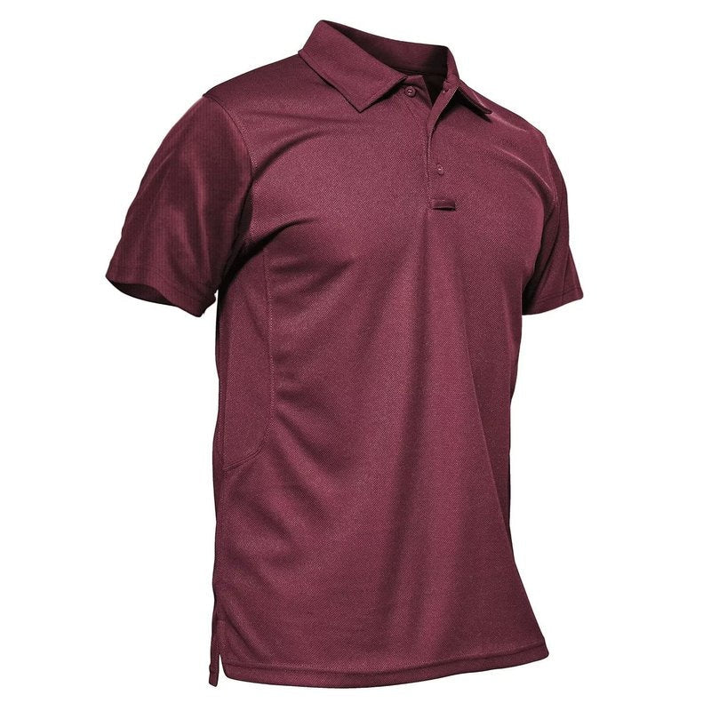 MAGCOMSEN Polo Shirts for Men Golf Shirts Quick Dry Collared Short-Sleeve Work Polo Performance Shirt Wine Red L