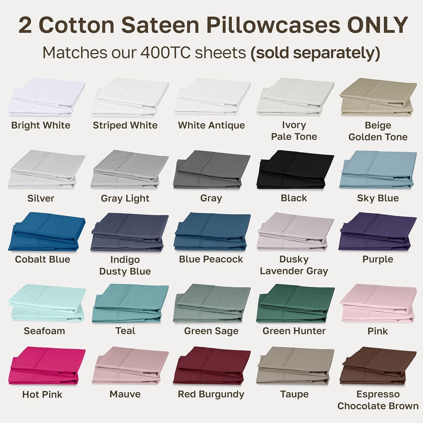 California Design Den Cotton King Pillowcase Set - 400 Thread Count, Soft & Breathable Espresso Brown | Set of 2