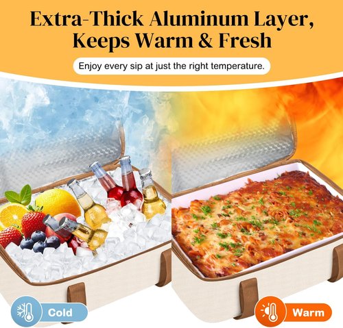 Coobiiya Insulated Casserole Carrier - Keeps Food Hot or Cold | Portable Tote Fits 9" x 13" Baking Dish