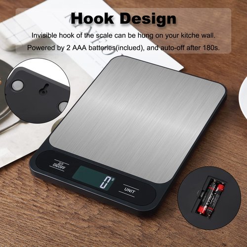 JOEAA Food Kitchen Scale, 10kg 22lb Digital Grams and Ounces for Weight Loss