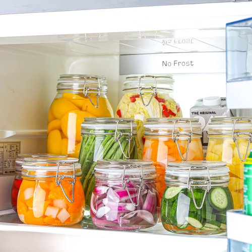 ComSaf 6-Pack 17oz Short Glass Jars for Drawers, Small Airtight Food Canisters for Spices, Nuts & Kids Snacks, Pint Sized Canning Jar Set for Jams, Pickles & Pantry Organization
