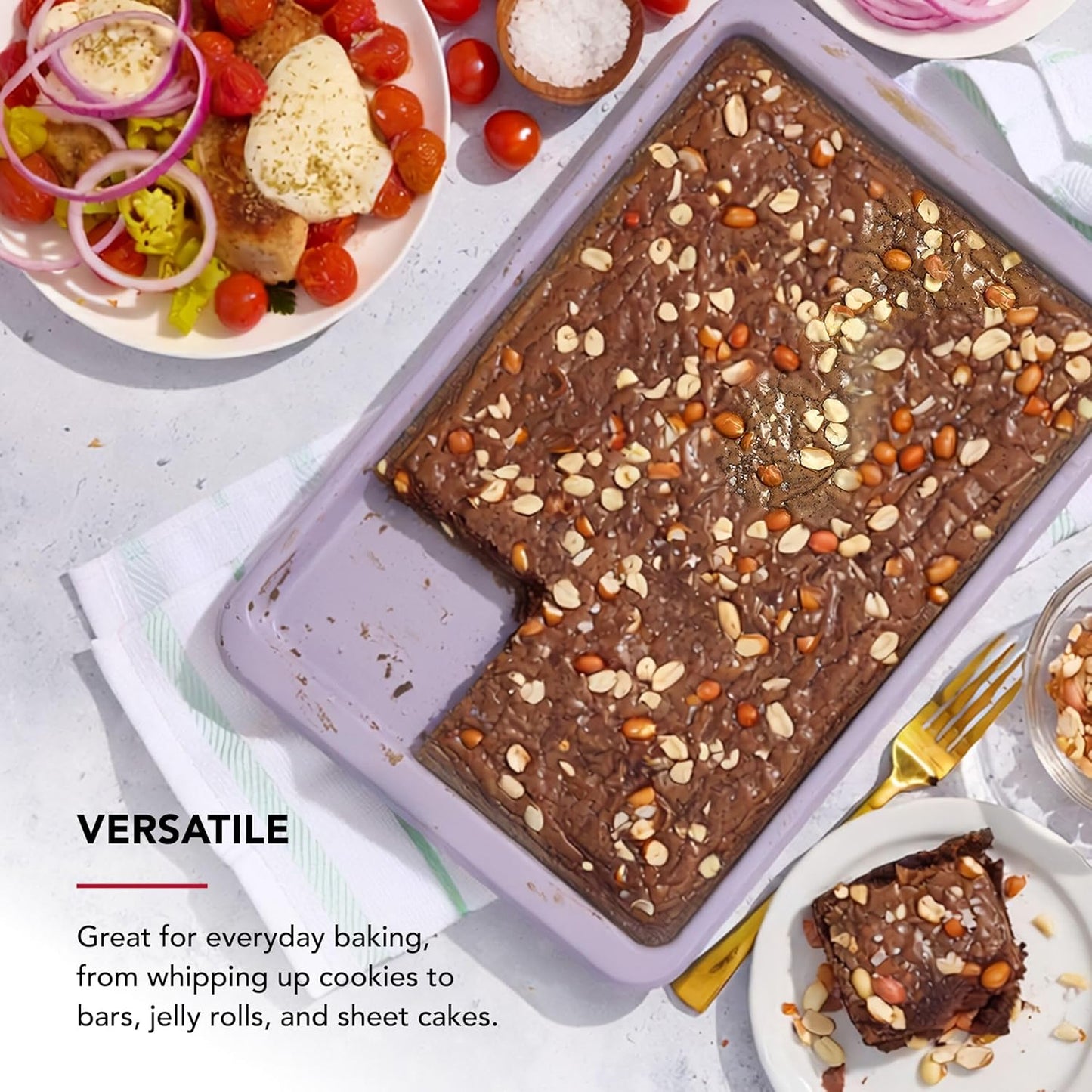 KitchenAid Nonstick Baking Sheet - 9 x 13-Inch Aluminized Steel | Dishwasher Safe, Wildflower Design