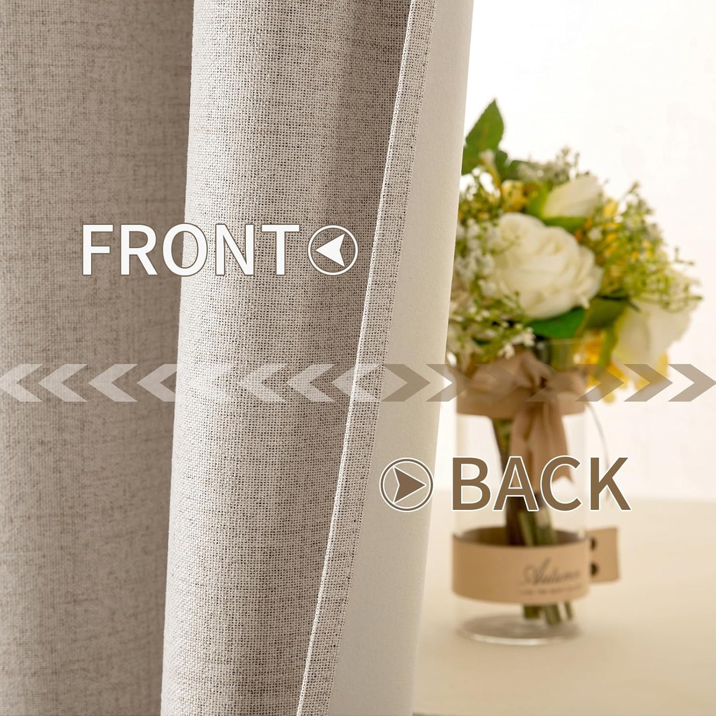 MIULEE 90-Inch Linen Textured Blackout Curtains - Thermal Insulated Taupe Grommet Drapes | Luxury Room Darkening (2 Panels)