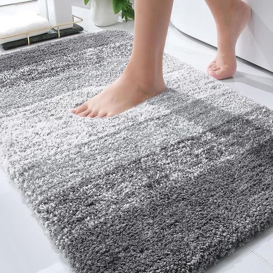 OLANLY Bathroom Rugs - Extra Soft Microfiber Mat 30x20 | Quick Dry & Machine Washable, Grey