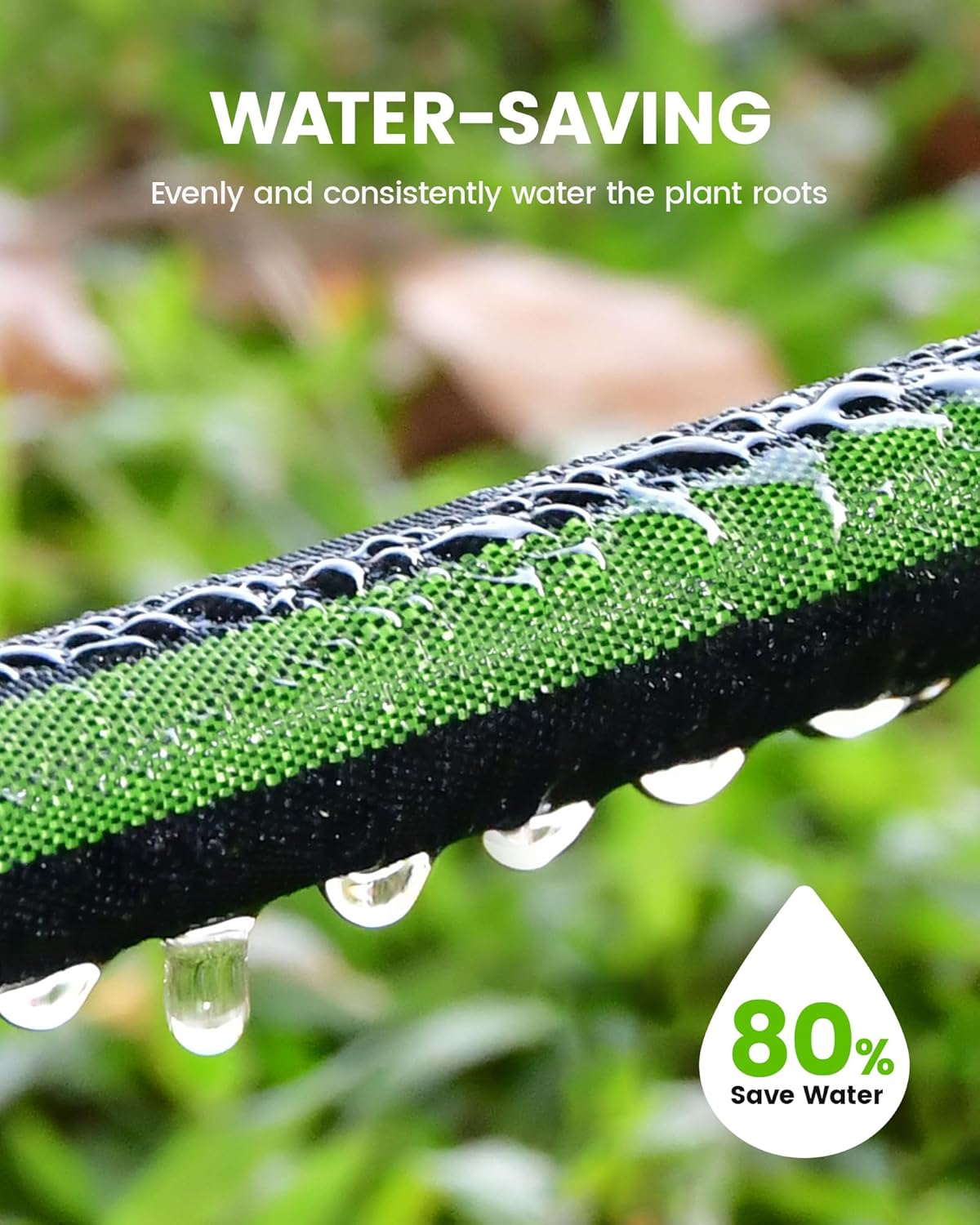 RAINPOINT Soaker Hose - 25FT Leakproof Flat Drip Hose | 80% Water-Saving, Flexible Design for Gardens and Vegetables