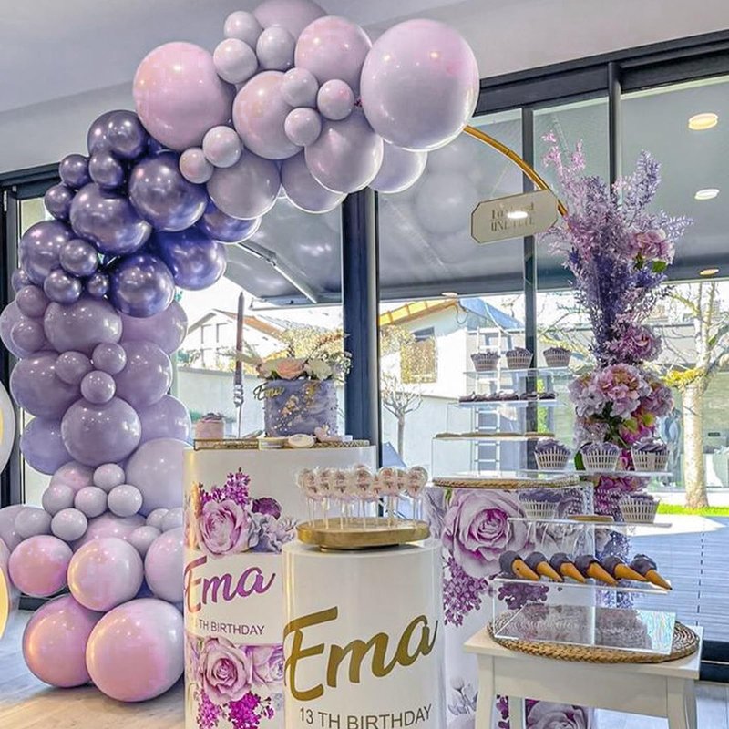 PartyWoo Dusty Purple Balloons 100pcs Different Sizes Pack of 18 12 10 5 Inch Lavender Lilac Boho Neutral Balloon Arch Kit for Baby Shower Graduation Cat Tornado Birthday Party Decorations Purple-F33