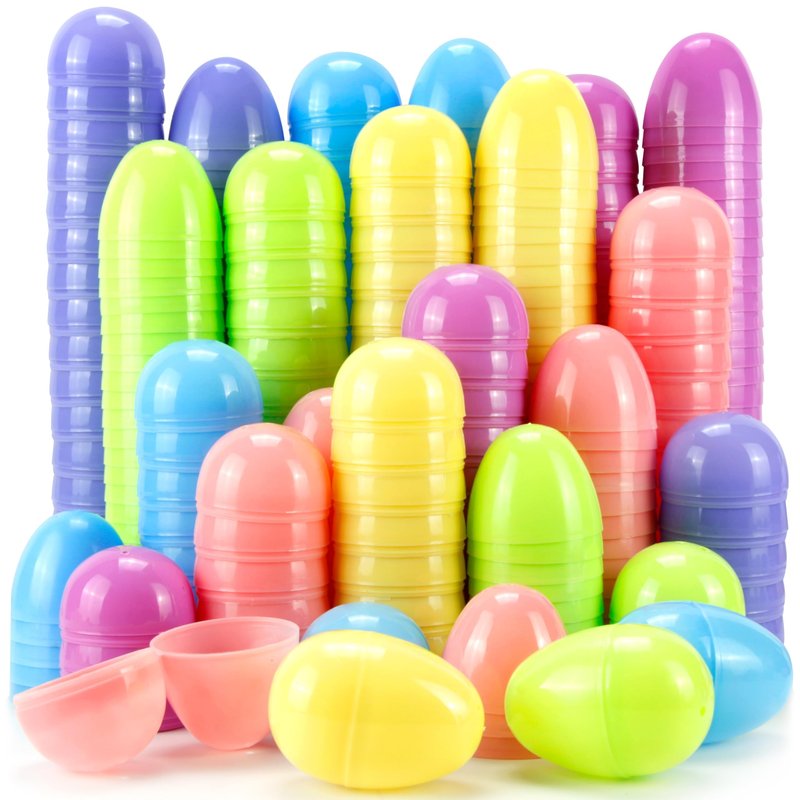 OCTERIC 60Pcs Easter Eggs, 2.3" Fillable Pastel Colors Plastic Easter Eggs Empty for Easter Hunt, Easter Basket Stuffers, Party Favor, Classroom Prize Supplies