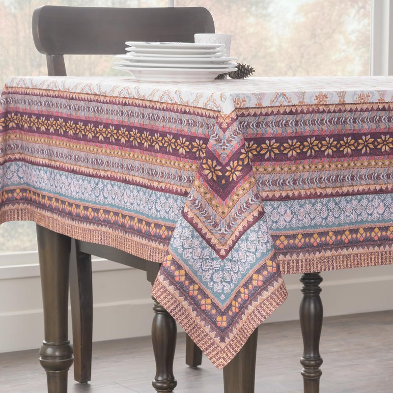 Maison d' Hermine Table Cloth Square Table 100% Cotton 60 x 60 Inches Fall Tablecloth Reusable Everyday Use for Thanksgiving Christmas Decorations Dining Farmhouse Party (Fair Isle)