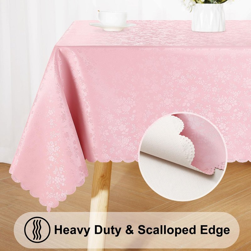 Smiry Rectangle Table Cloth, Waterproof Heavy Duty Vinyl Tablecloths, Wipeable Washable Table Cover for Kitchen and Dining Room (Pink, 54" X 78")