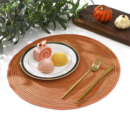 SHACOS Round Braided Placemats Set of 8 Fall Place Mats Washable Polyester 15 inch Round Table Mats for Dining Table Wedding Party Decor (Fall Color Mix, 8)