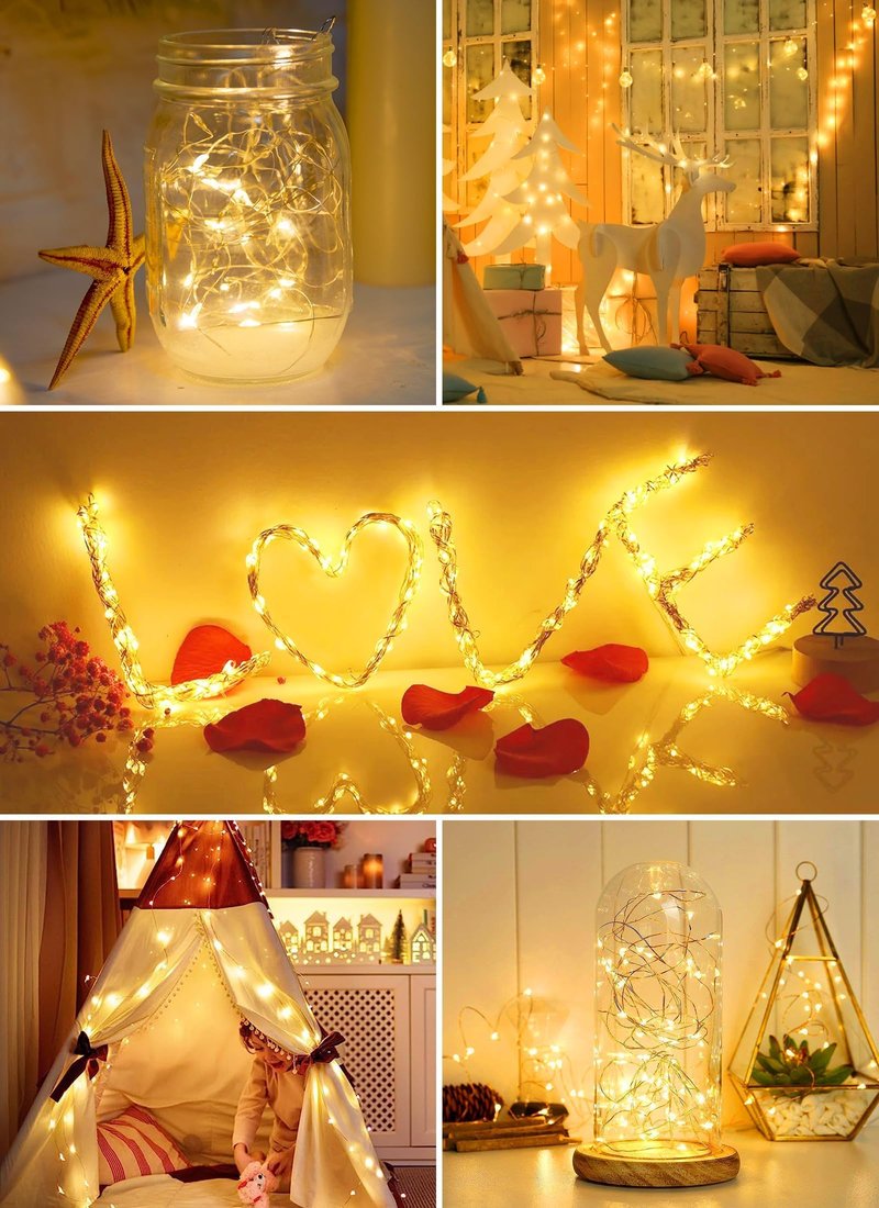 Brightown 24 Pack Fairy Lights Battery Operated String Lights - 7 ft 20 LED Mini String Lights Waterproof Silver Wire Firefly Lights for Vases Mason Jars DIY Crafts Plants Table Centerpieces Wedding