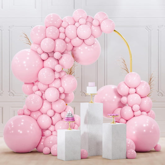 PartyWoo Light Pink Balloons - 120-Piece Pastel Balloon Arch Kit for Baby Showers & Birthdays | 5-18 Inch Sizes