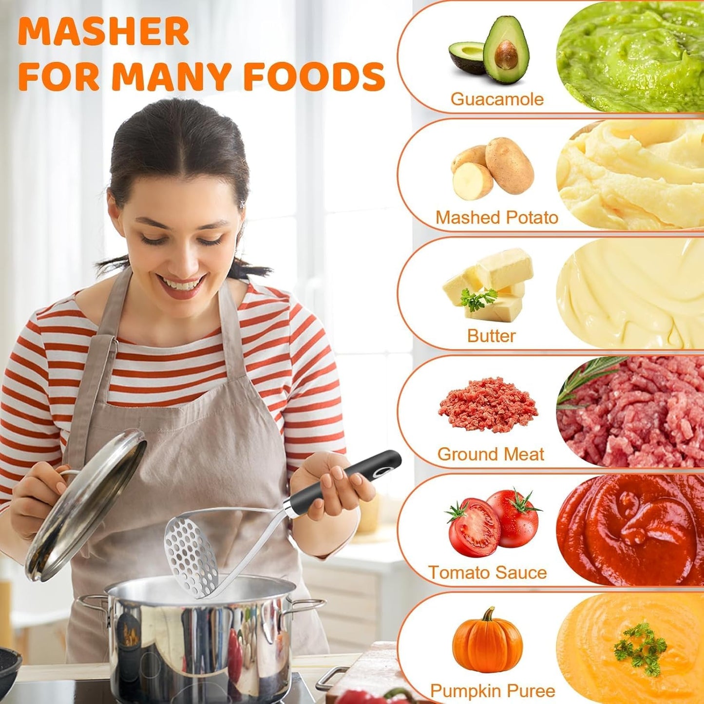 Regine Switzerland Potato Masher Set - 2-Piece 10.25-Inch Stainless Steel Kitchen Tool | Versatile for Vegetables & Fruits