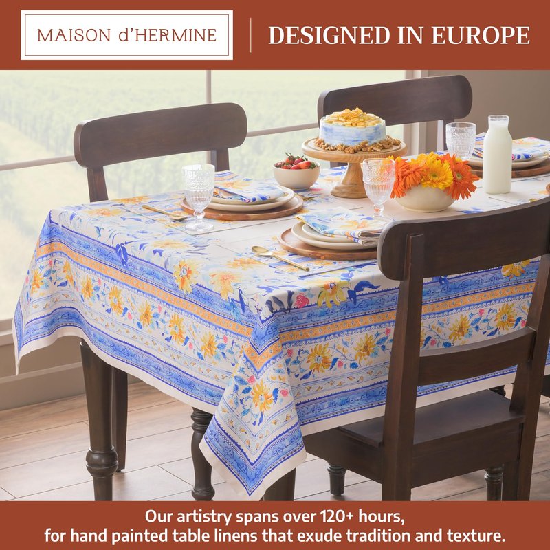 Maison d' Hermine Table Cloth Rectangle Table 100% Cotton 70 x 90 Inches Tablecloth Reusable Decorative for Dining Kitchen Room Farmhouse Home Gifts for Mothers Day Spring Summer - Girassol