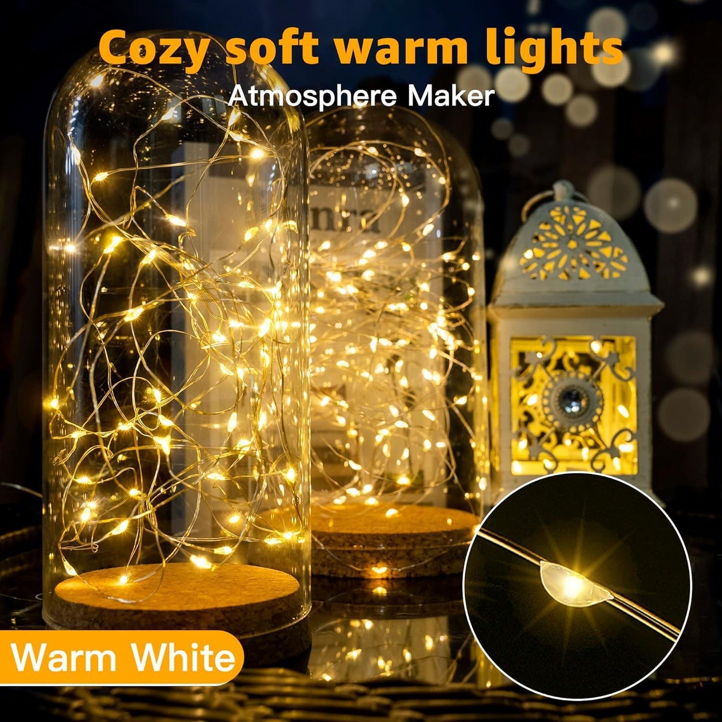 Skiennix 6 Pack Battery Operated Fairy Lights - 7ft 20 LED Mini Twinkle String Lights | Warm White Silver Wire for Weddings & Parties