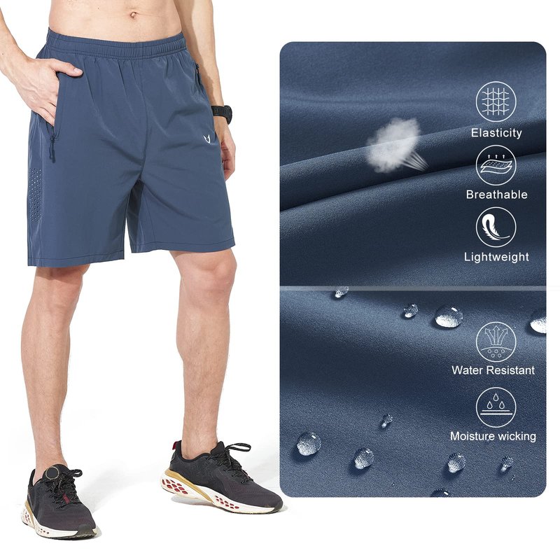 NORTHYARD Men's Athletic Running Shorts Gym Workout 7"/9"/5" Quick Dry Lightweight Sports Basketball Tennis 3 Zipper Pockets FEDERALBLUE 2XL