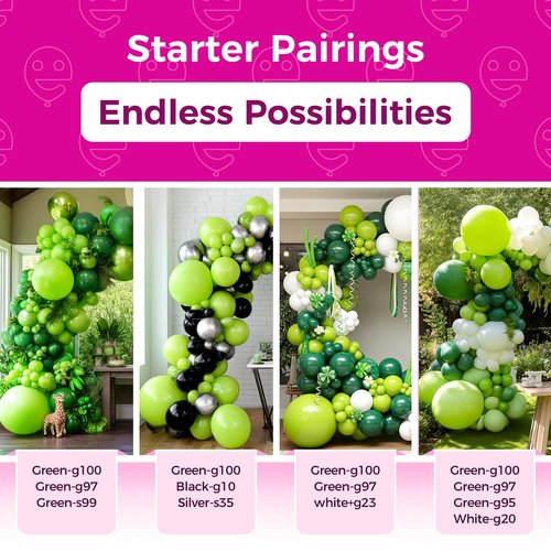 Bezente Lime Green Latex Party Balloons - 150 Pack 5 inch Matte Green Balloons Small Light Green Balloons for Birthday Bridal Shower Dinosaur Jungle Party Decoration