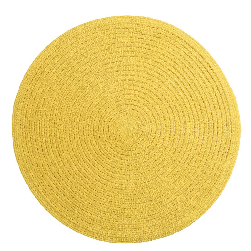 SHACOS Round Braided Placemats Set of 4 Washable Kitchen Table Place Mats Doilies Table Mats for Home Wedding Party Dining Table Decor (Yellow, 4)