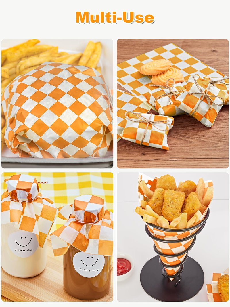 SMARTAKE 12 x 12 Inches Wax Paper for Food, 250 Pcs Non-Stick Hamburger Patty Paper, Square Sandwich Separators Wrapping Paper, for Lunch, Restaurants, Barbecues, Picnics, Parties, Yellow Plaid