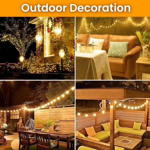 Dailyart Globe String Lights - 200 LED Waterproof Fairy Lights | 75FT with Remote Control & 8 Modes, Warm White