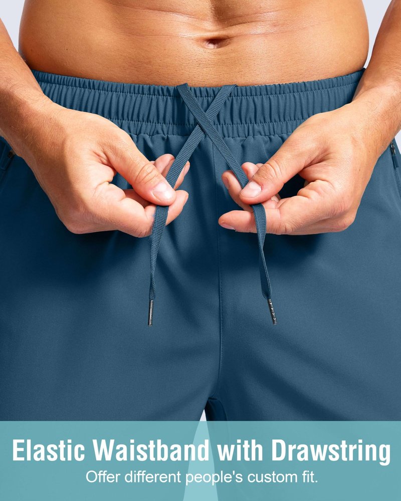 G Gradual Men's Athletic Running Shorts with Zipper Pockets Quick Dry 7"/ 5"/ 9" Workout Gym Shorts for Basketball Hiking(Dusty Blue,7XL)
