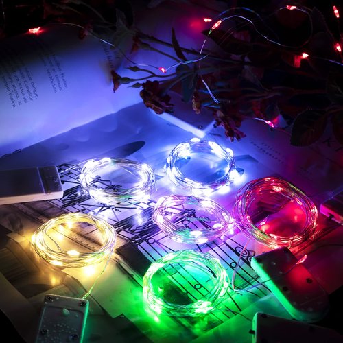 Brightown 12 Pack LED Fairy Lights, Waterproof, Red, 7 Feet, 20 LEDs, Battery Operated, Flexible Silver Wire, Safe, Energy Saving, Long-Lasting, Indoor and Outdoor Use