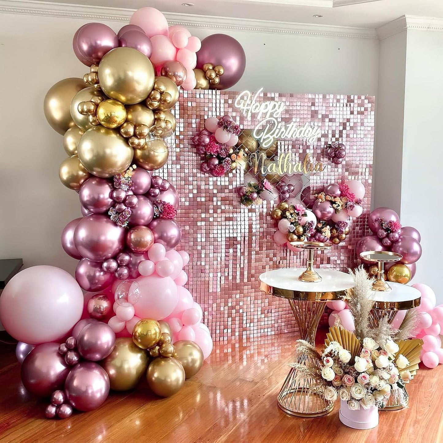 PartyWoo Metallic Pink Balloons - 100-Piece Pack in 5, 10, 12 Inch Sizes for Graduation, Weddings, and Birthday Celebrations