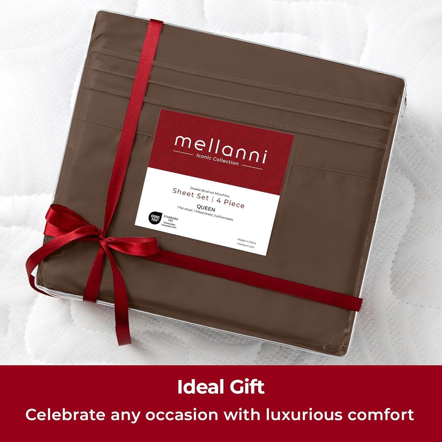 Mellanni Extra Deep California King Sheets - Ultra Soft, Cooling Bedding - 4 PC Set, Wrinkle & Stain Resistant (Brown)