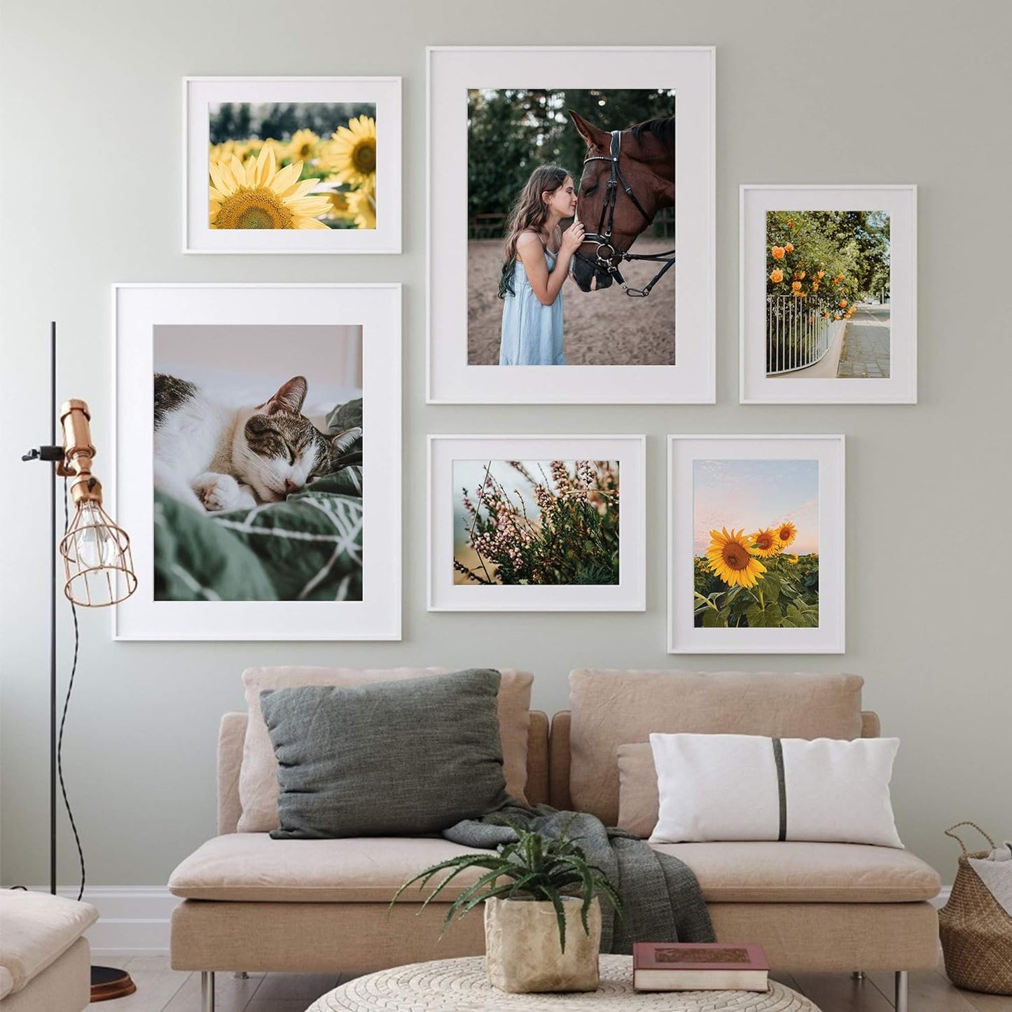 Upsimples 8x12 Picture Frame Set of 5 - Display 6x8 Photos with Mat or 8x12 Without | White Gallery Frames
