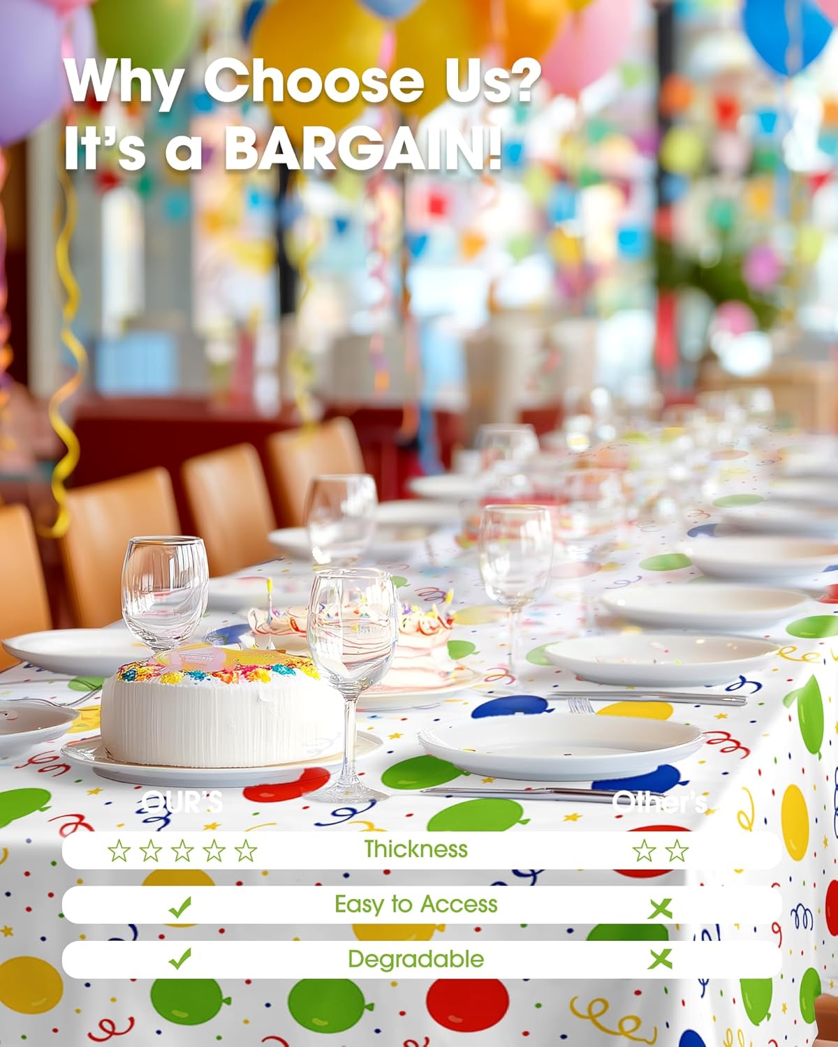 Pureegg Disposable Plastic Tablecloths - 54 x 108 Inch, Leakproof & Sturdy for Birthday Parties, Picnics & Baby Showers