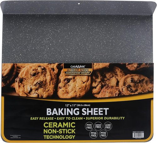 CasaWare Toaster Oven Baking Sheet - 10-Inch Interior, 12 1/8-Inch Exterior, Silver Granite Finish