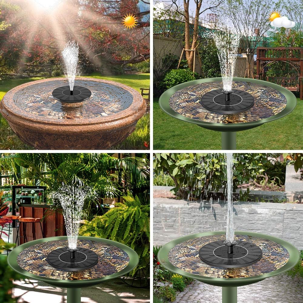 Skiennix Solar Fountain - 1.4W Solar Powered Garden Water Pump with 6 Nozzles | Floating Bird Bath Decor