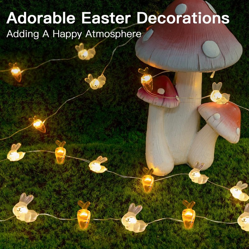 suddus Easter Lights Outdoor, Easter String Lights Battery Operated 12.8ft 40 LED Easter Decorations Indoor