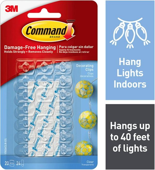 Command 17026CLR-ES Clear Decorating Clips - 20 Clips (2 Pack) for Easy Hanging Solutions
