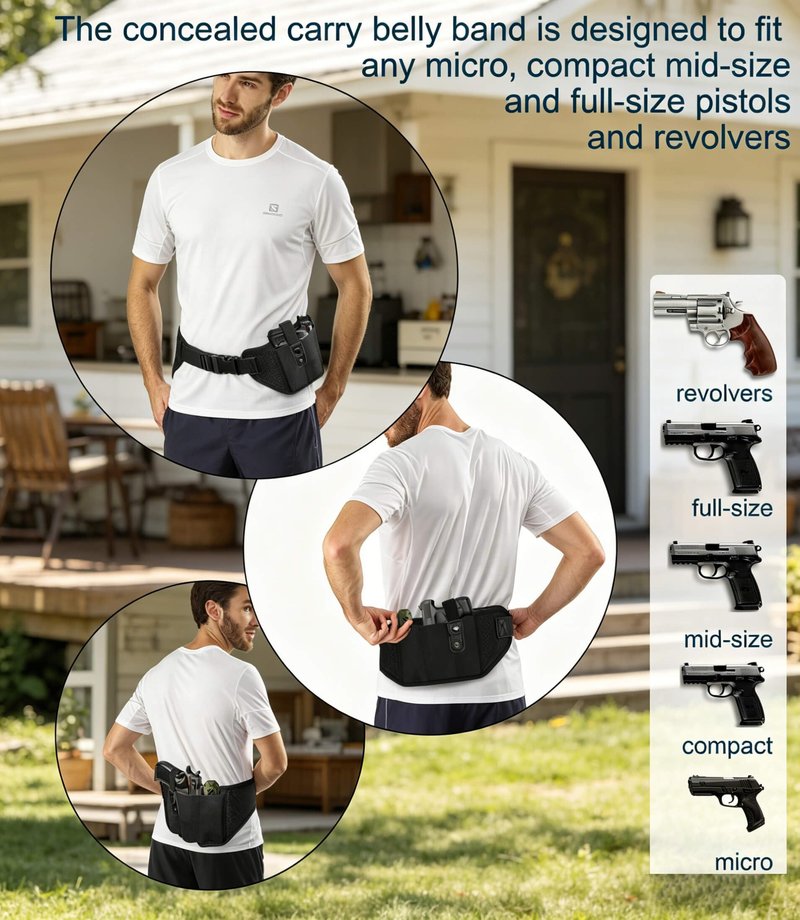 HOGIKUO Belly Band Holster for Men,Secure Conceal Carry for Women,Comfort Gun Holster,IWB fits Glock,Sig Sauer P365,Smith & Wesson, Bodyguard, M&P Shield,Ruger, and More