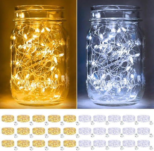 Btfarm Fairy Lights - 30 Pack Battery Operated 7ft 20 LED Twinkle Lights | Waterproof Mini Silver Wire for Weddings & Decor