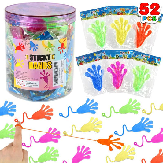 Siwarm Easter Egg Fillers- 52 pcs Sticky Hands, Party Favors for Kids 4-8 8-12 Goodie Bag Stuffers Treasure Box Prizes Mini Stretchy Hands Fidget Toys Birthday Gifts for Boys Girls Teens