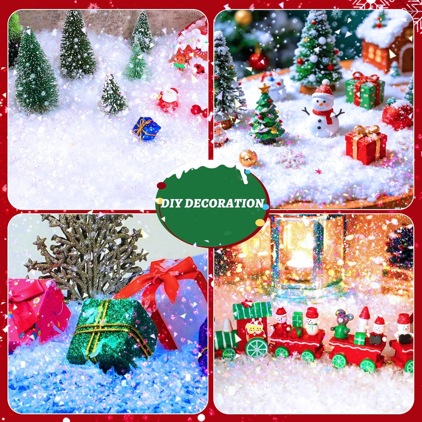 RGQSUN Artificial Flake Snow - Sparkling Fake Snow for Christmas Crafts & Party Decorations - 8.8oz
