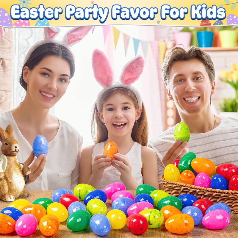 OleFun 72 PCS Plastic Empty Easter Eggs, 3.15'' Large Bulk Painted Easter Eggs in 8 Colors, Hinged Fillable Eggs for Easter Egg Hunt, Surprise Eggs, Basket Stuffers, Easter Party Favor for Kids