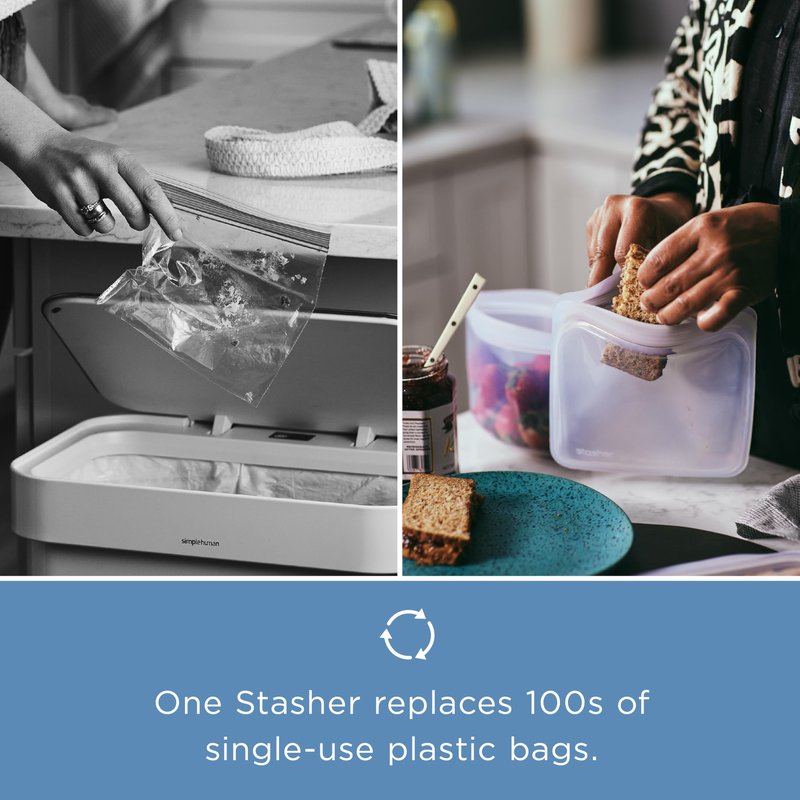 Stasher Silicone Reusable Storage Bag, 4-Cup Bowl, Reusable Snack Bag, Microwave, Dishwasher, Oven Safe, Sous Vide, Premium Lunch Container, Eco Friendly, Food Storage Bag, Freezer Bag, 32 oz, Clear