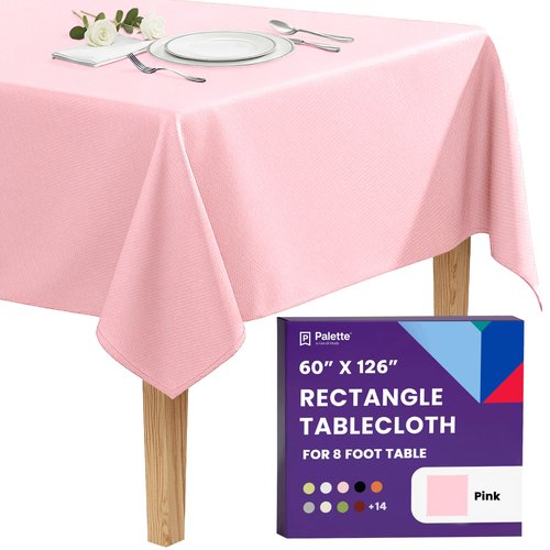 Gee Di Moda Rectangle Tablecloth - 60 x 126 Inch Pink Table Cloth for 8 Foot Rectangle Tables - Heavy Duty Washable Fabric - for Holiday Party, Dinner, Weddings, Baby Shower & Events