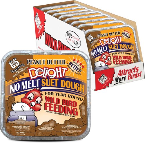 C&S Peanut Butter Delight Suet Cakes - No Melt Formula for Wild Birds | 8 Pack for Wrens, Cardinals & More